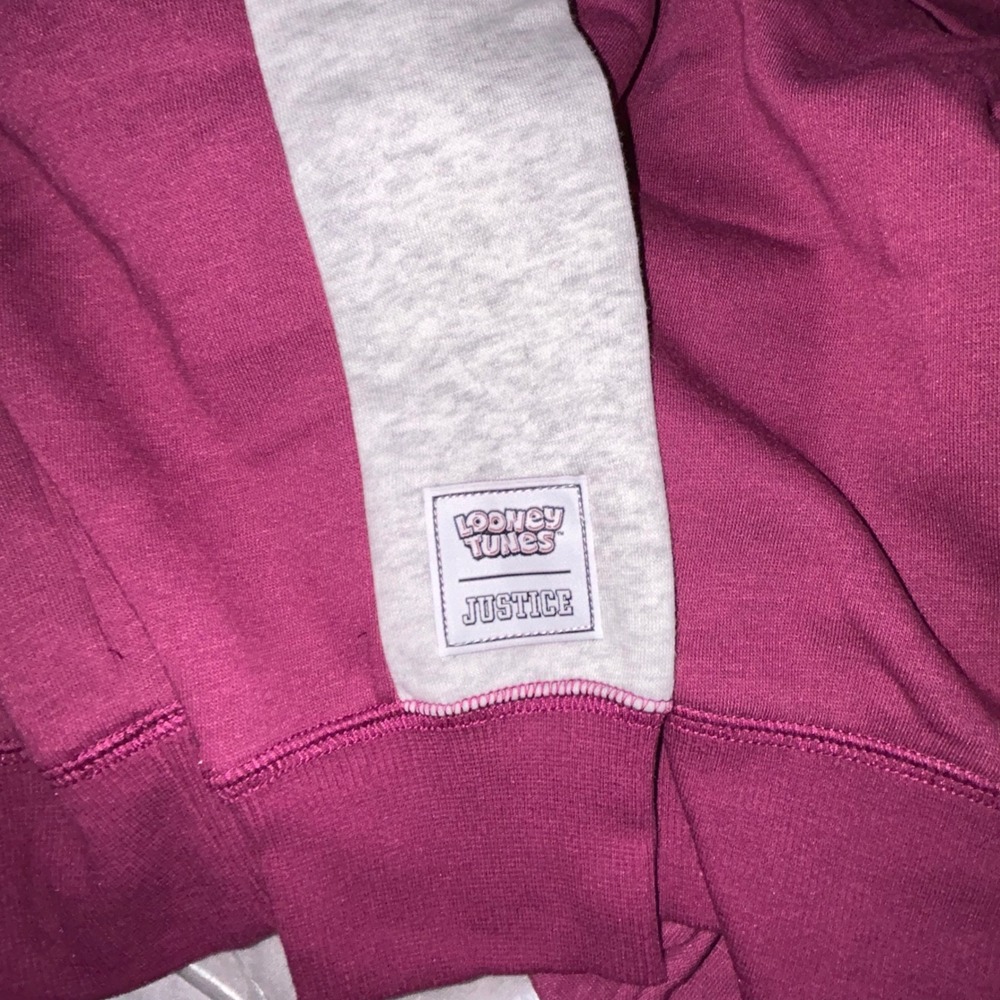 Girls Hoodie Pull Over Justice Bugs Bunny Magenta Colorblock Size L 12/14 NEW - Picture 7 of 7